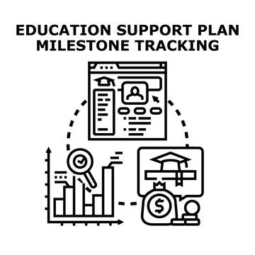 Education support plan tracking career milestones with online analytics イラスト素材