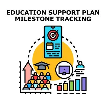 Education support plan tracking development and student progress Stockillustratie