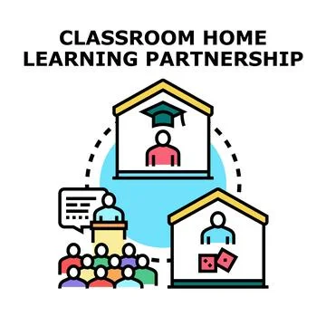 Education system establishing home learning partnership concept Stock Illustration