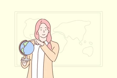 Education, teaching, geography, globe concept Illustrazione stock