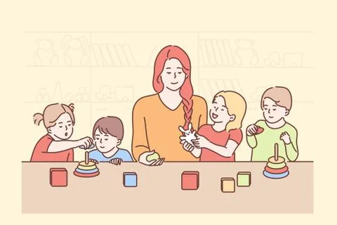 Education, teaching, playing, game, study concept Stock Illustration