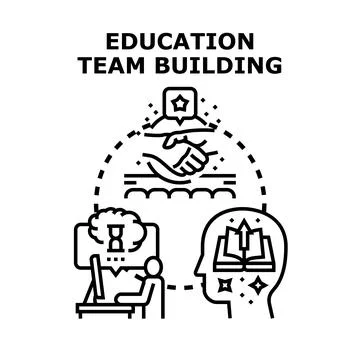 Education team building developing knowledge and collaboration Stock Illustration