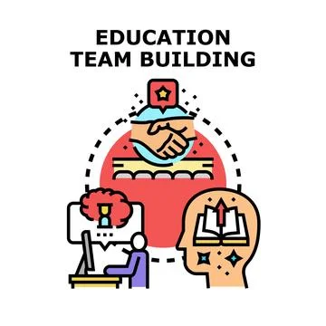 Education team building developing knowledge and collaboration Stock Illustration