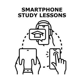 Education technology and online learning through smartphones Illustrazione stock