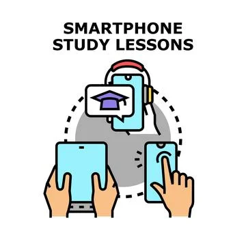 Education technology and online learning through smartphones Stock Illustration