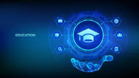 Education technology concept. Digital education and online learning. E-lear.. 스톡 일러스트