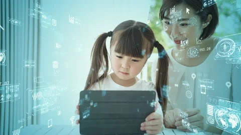 Education technology concept. EdTech. AI (Artificial Intelligence). Digital tran Stock Footage 152545005