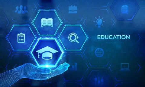 Education technology concept. Innovative online e-learning. Elearning Webinar Illustrazione stock