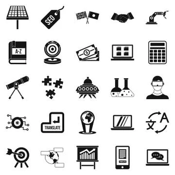 Education technology icons set, simple style Stock Illustration