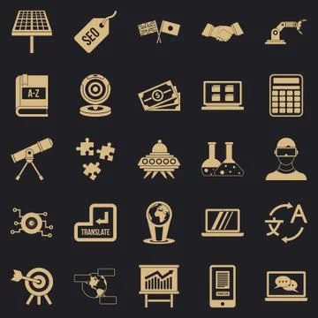 Education technology icons set, simple style Stock Illustration