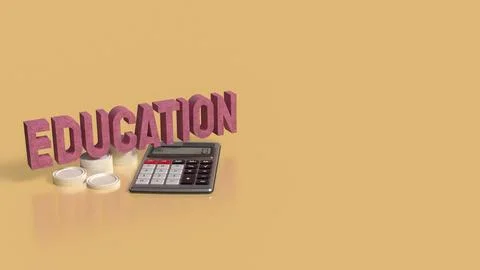 The Education text and calculator image  3d rendering. Foto stock