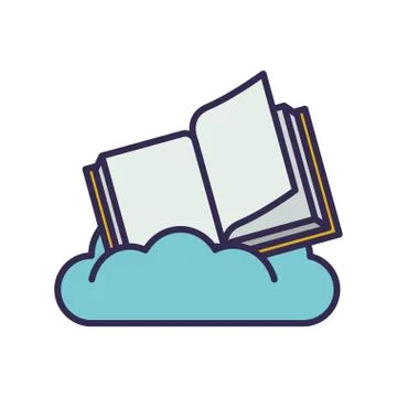 Education text book open in cloud Illustrazione stock
