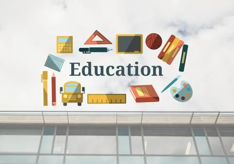 Education text with drawings graphics Stock Illustration