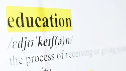 Education Text Macro Shot Highlighted in Yellow Color On Computer Screen Stock Footage 123224271