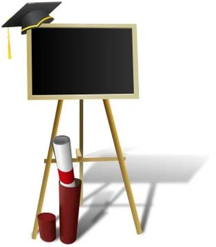Education theme with school table, diploma and graduation hat 库存插图