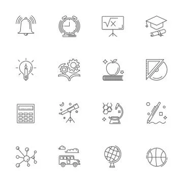 Education thin line icon set Stock Illustration