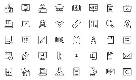 Education thin line vector icon set. Pixel perfect. Editable stroke. The se.. Stock Illustration