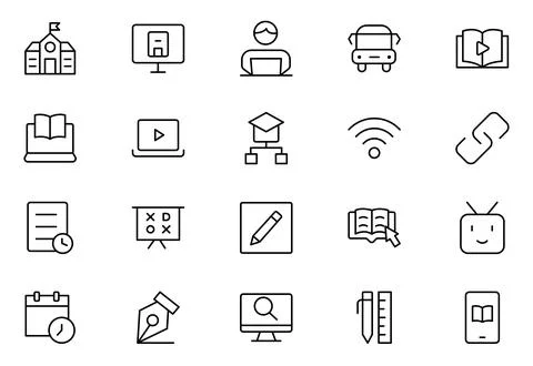 Education thin line vector icon set. Pixel perfect. Editable stroke. The se.. Stock Illustration