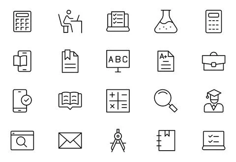 Education thin line vector icon set. Pixel perfect. Editable stroke. The se.. Stock Illustration