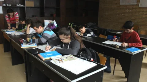 Education time school kids in the class room learning Stock Footage 48754252