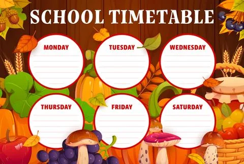 Education timetable schedule with autumn leaves 스톡 일러스트