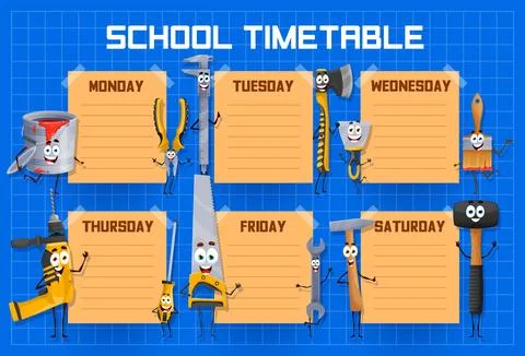 Education timetable schedule, cartoon work tools イラスト素材