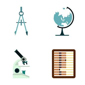 Education tools and science learning equipment set Stock Illustration