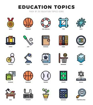 Education Topics elements. Lineal Color web icon set. Simple vector illustr.. Stock Illustration