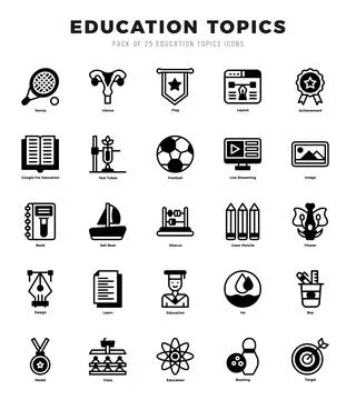Education Topics elements. Lineal Filled web icon set. Simple vector illust.. Stock Illustration