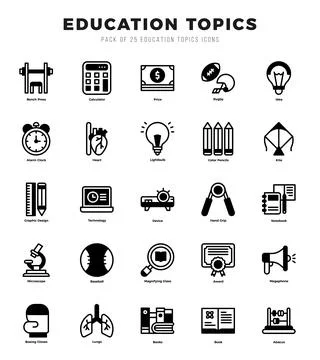Education Topics elements. Lineal Filled web icon set. Simple vector illust.. Stock Illustration