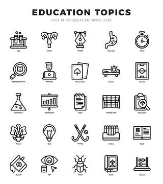 Education Topics elements. Lineal web icon set. Simple vector illustration. Stock Illustration