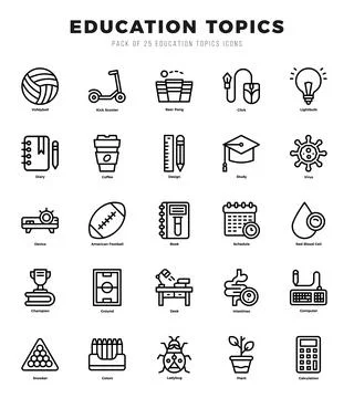 Education Topics elements. Lineal web icon set. Simple vector illustration. Stock Illustration