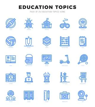 Education Topics elements. Two Color web icon set. Simple vector illustration Stock Illustration