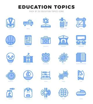 Education Topics elements. Two Color web icon set. Simple vector illustration Illustrazione stock