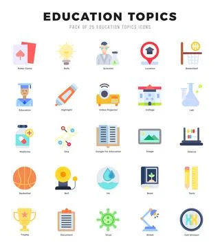 Education Topics. Flat icons Pack. vector illustration. Stock Illustration