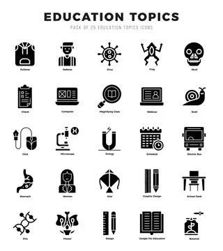 Education Topics Icon Bundle 25 Icons for Websites and Apps Stock Illustration