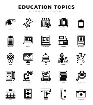 Education Topics Icon Bundle 25 Icons for Websites and Apps Stock Illustration