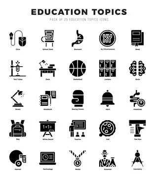 Education Topics icon pack for your website. mobile. presentation. and logo.. Stock Illustration