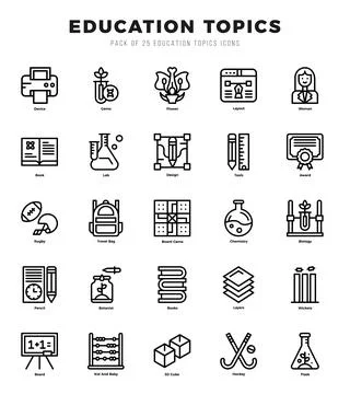 Education Topics icon pack for your website. mobile. presentation. and logo.. Stock Illustration