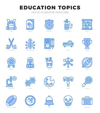 Education Topics Icons bundle. Two Color style Icons. Vector illustration. Stock Illustration