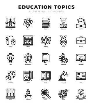 Education Topics icons set. Vector illustration. 스톡 일러스트