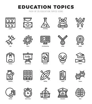 Education Topics icons set for website and mobile site and apps. Stock Illustration