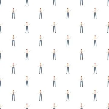 Education trainer presenting seamless pattern male character Stock Illustration