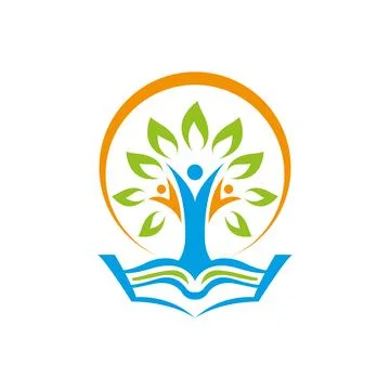 Education Tree Logo Design Learning Academy Badge Illustrazione stock