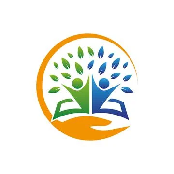 Education Tree Logo Design Learning Community Emblem Stock Illustration