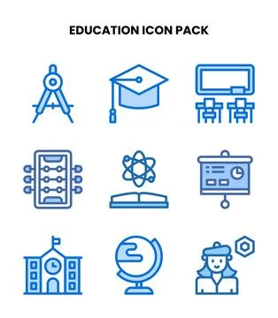 Education Two Colour Scalable Icons Pack Stock Illustration