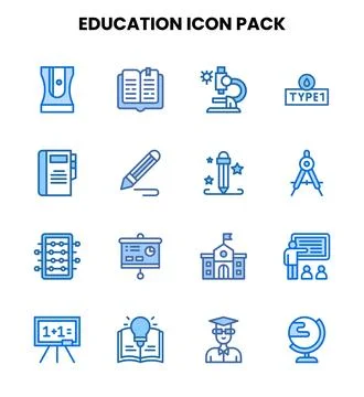 Education Two Colour Set Icons Pack Stock Illustration