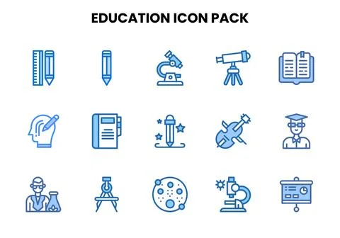 Education Two Colour Set Icons Pack Stock Illustration