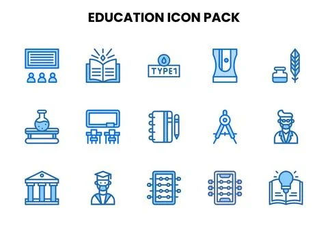 Education Two Colour UI Icons Pack Stock Illustration