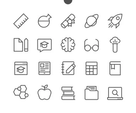 Education UI Pixel Perfect Well-crafted Vector Thin Line Icons 48x48 Ready for Illustrazione stock